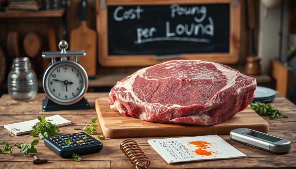 Calculating cost per pound for half a beef